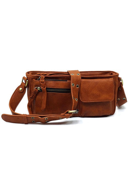 Fashion Buckle Strap Faux Vegan Leather Crossbody Bag Fashion World