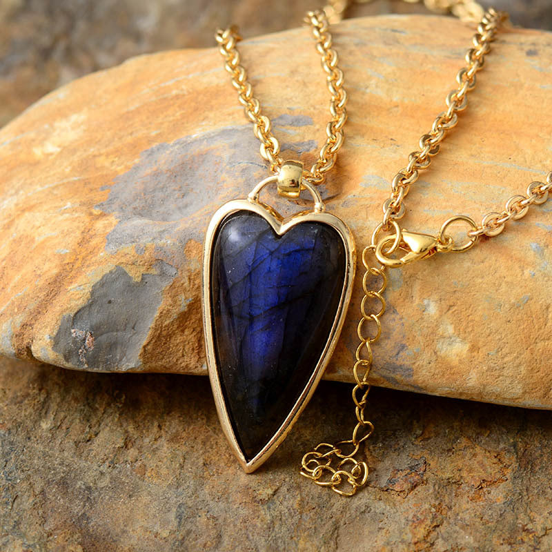 Copper Labradorite Heart Shape Necklace  DAME BOHEME