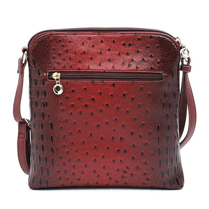 Ostrich Croc Zip Tassel Crossbody Bag Fashion World