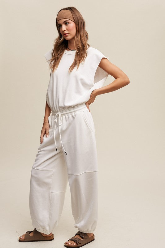 French Terry Loose Jogger Athleisure Jumpsuit