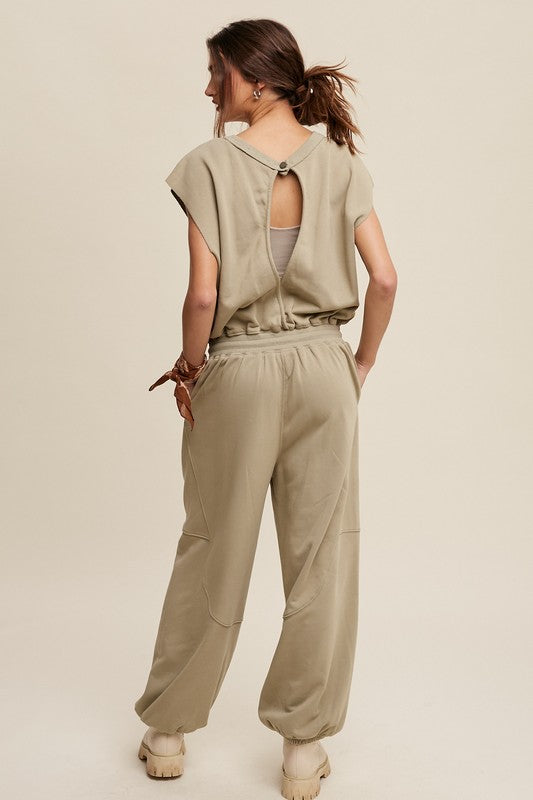 French Terry Loose Jogger Athleisure Jumpsuit