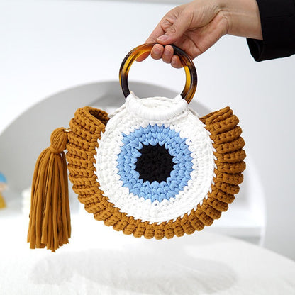 Evil Eye Circular Crochet Handbag  DAME BOHEME