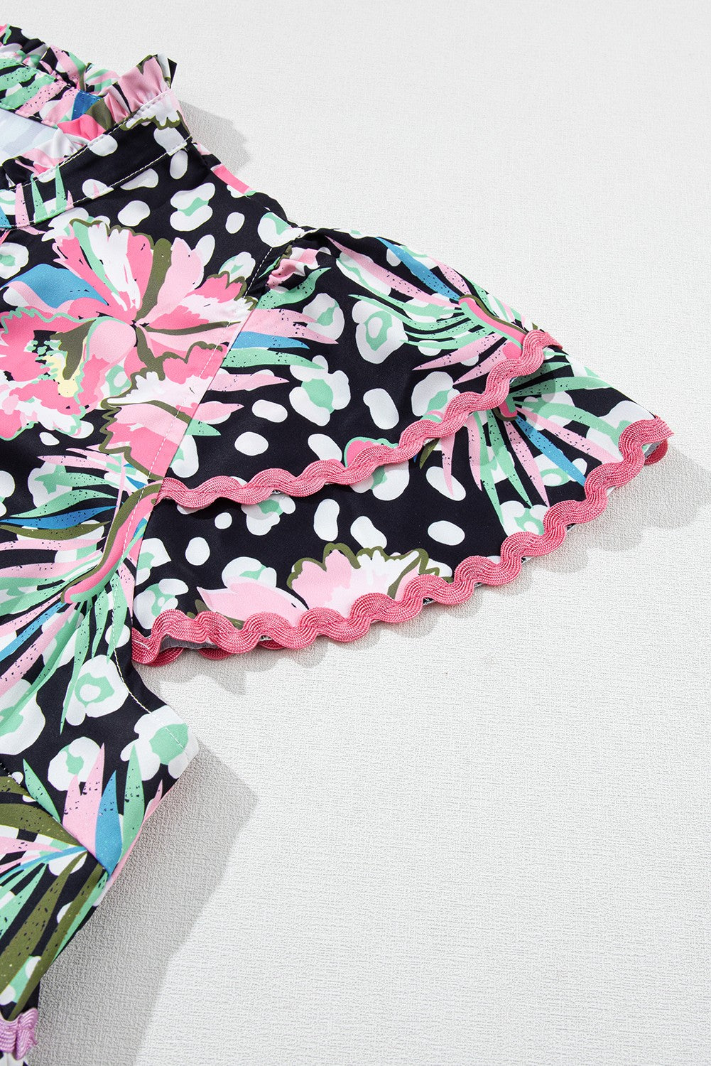 Floral Ricrac Embellished Tiered Mini Dress SHEWIN INC.