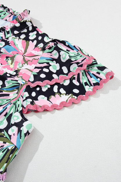 Floral Ricrac Embellished Tiered Mini Dress SHEWIN INC.