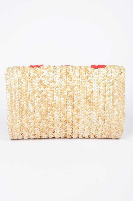 Heart Pattern Straw Convertible Clutch Bag LA Jewelry Plaza