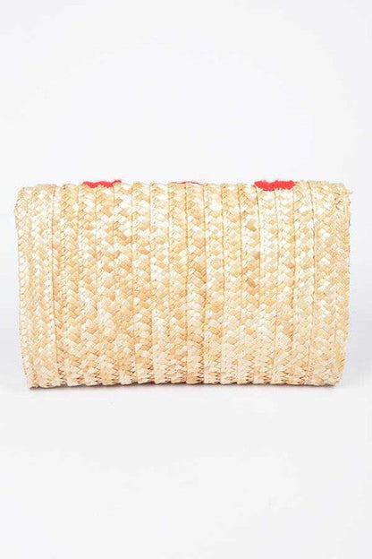 Heart Pattern Straw Convertible Clutch Bag LA Jewelry Plaza
