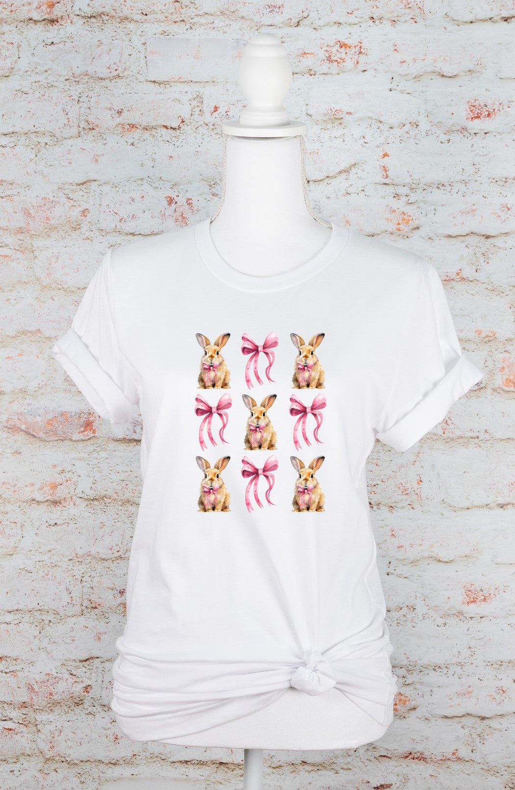 Easter Bunny Pink Bows Graphic Tee Ocean and 7th