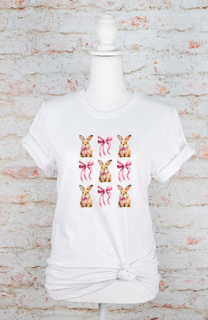 Easter Bunny Pink Bows Graphic Tee Ocean and 7th