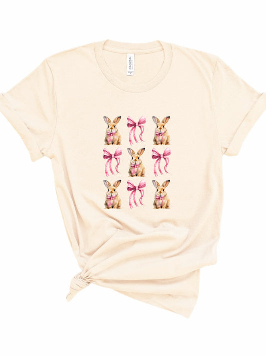 Easter Bunny Pink Bows Graphic Tee Ocean and 7th