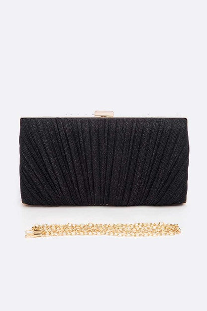 Metallic Pleated Bridal Party Box Clutch LA Jewelry Plaza