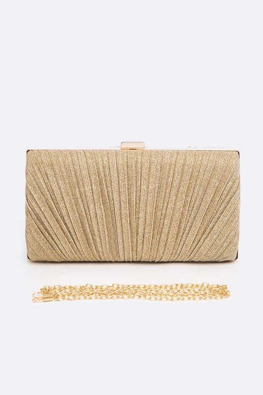 Metallic Pleated Bridal Party Box Clutch LA Jewelry Plaza