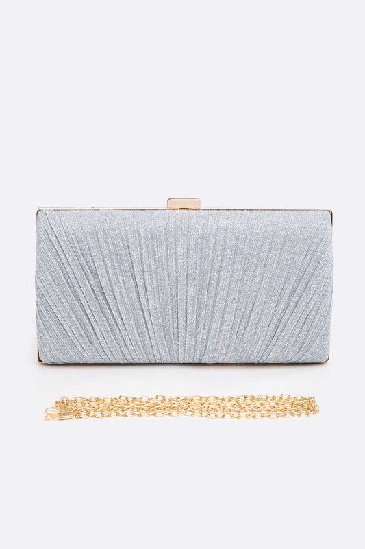 Metallic Pleated Bridal Party Box Clutch LA Jewelry Plaza
