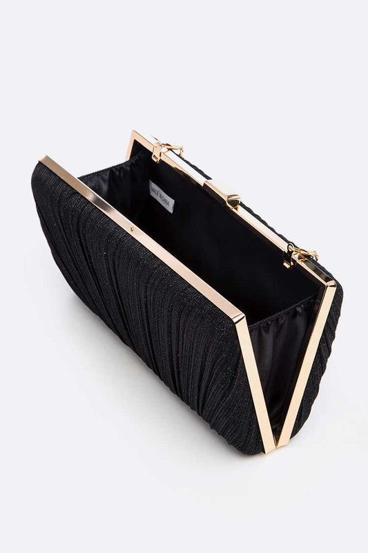 Metallic Pleated Bridal Party Box Clutch LA Jewelry Plaza