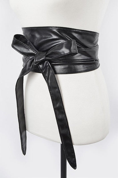 Faux Leather Wrap Around Obi Belt Artini Accessories