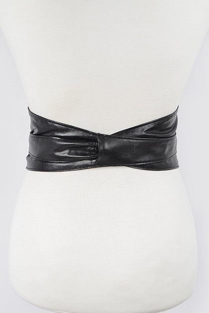 Faux Leather Wrap Around Obi Belt Artini Accessories