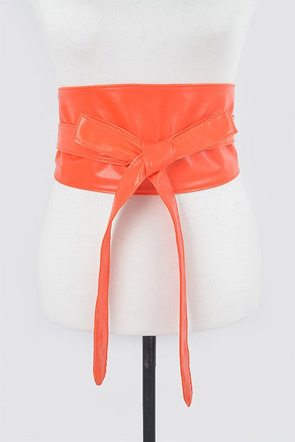 Faux Leather Wrap Around Obi Belt Artini Accessories
