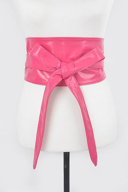 Faux Leather Wrap Around Obi Belt Artini Accessories