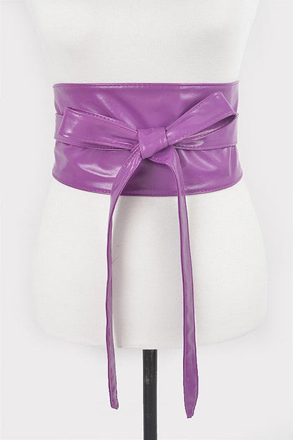 Faux Leather Wrap Around Obi Belt Artini Accessories