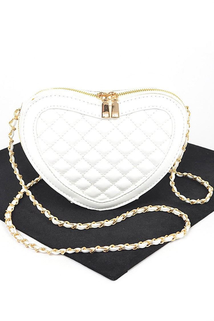 Quilted Heart Shape Swing Crossbody Bag Artini Accessories