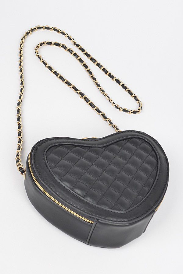 Quilted Heart Shape Swing Crossbody Bag Artini Accessories