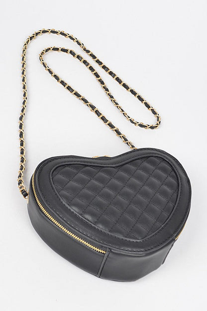 Quilted Heart Shape Swing Crossbody Bag Artini Accessories