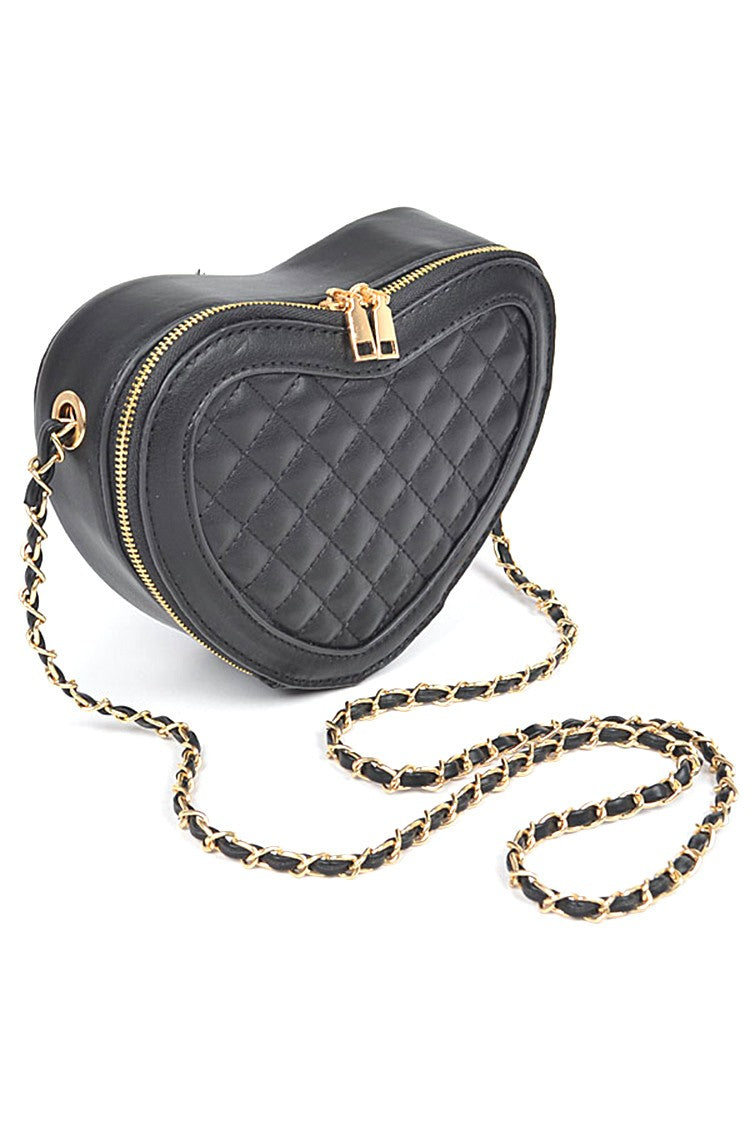 Quilted Heart Shape Swing Crossbody Bag Artini Accessories