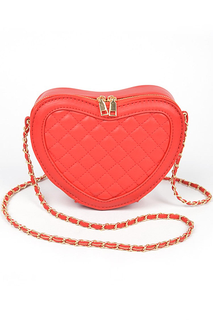 Quilted Heart Shape Swing Crossbody Bag Artini Accessories