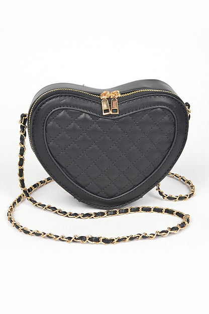 Quilted Heart Shape Swing Crossbody Bag Artini Accessories