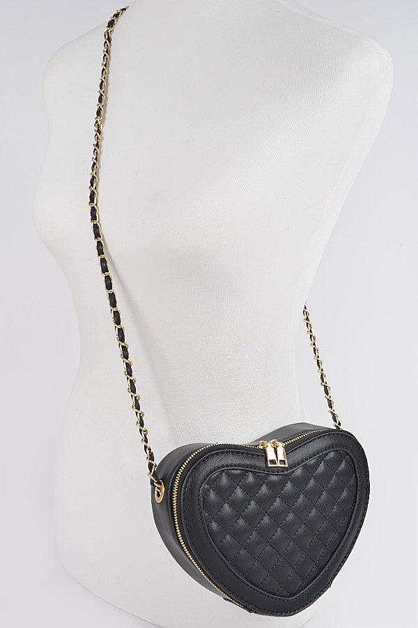 Quilted Heart Shape Swing Crossbody Bag Artini Accessories
