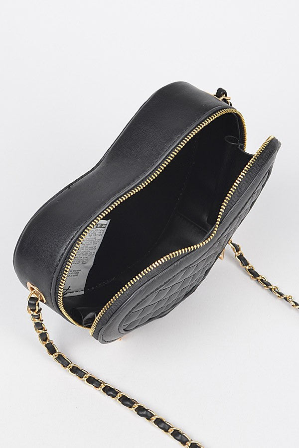 Quilted Heart Shape Swing Crossbody Bag Artini Accessories