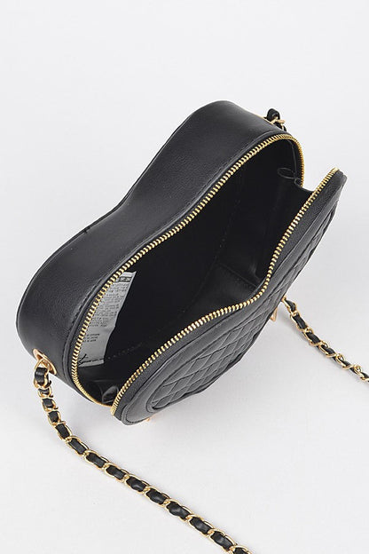 Quilted Heart Shape Swing Crossbody Bag Artini Accessories