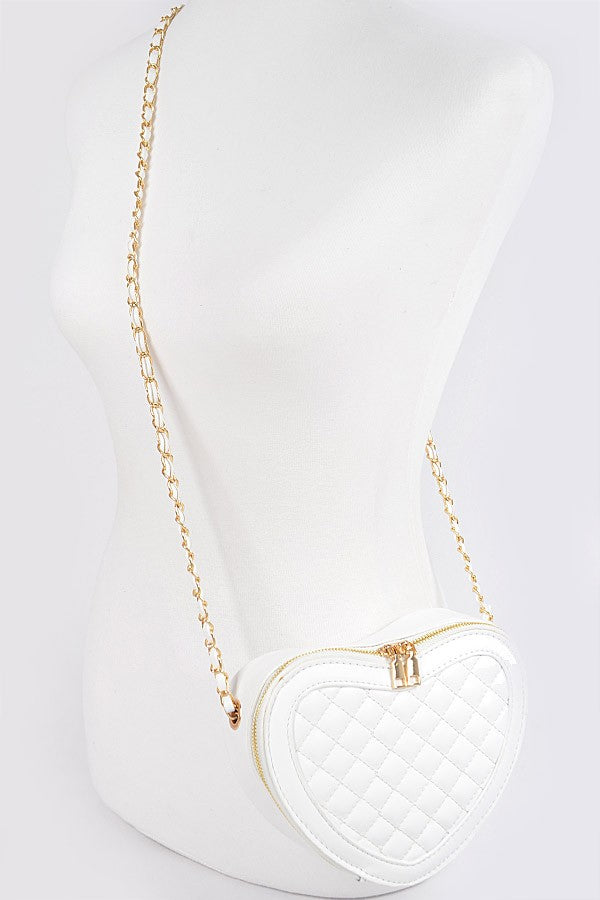 Quilted Heart Shape Swing Crossbody Bag Artini Accessories