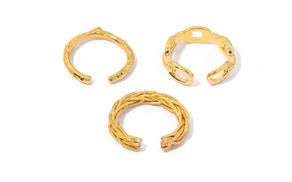 Tree and Vine Artsy Gold Rings Set - Set of 3