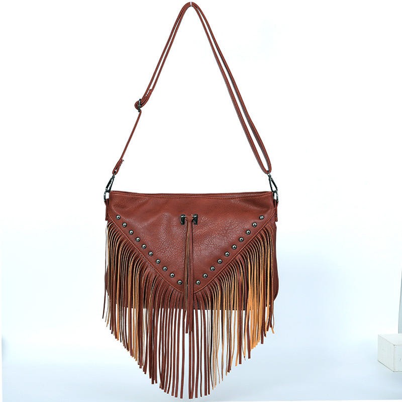 Studded Fringe Crossbody Boho Bag Miss Sparkling