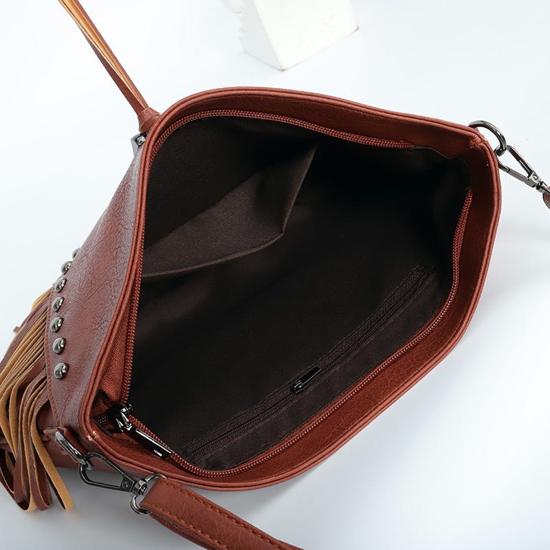 Studded Fringe Crossbody Boho Bag Miss Sparkling