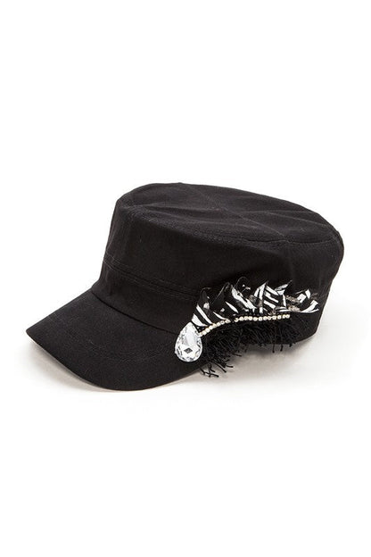 Crystal Lace Embellished Cadet Hat LA Jewelry Plaza