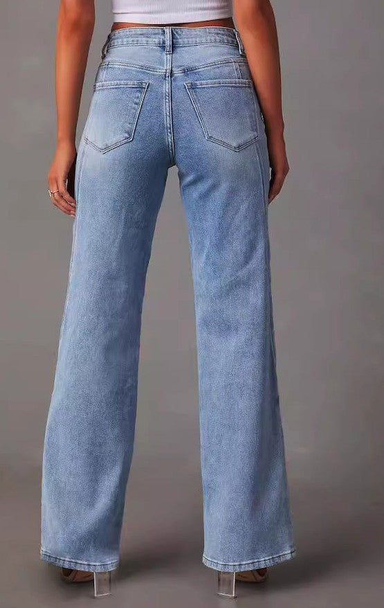 Flared High Waisted Denim Jeans Miss Sparkling
