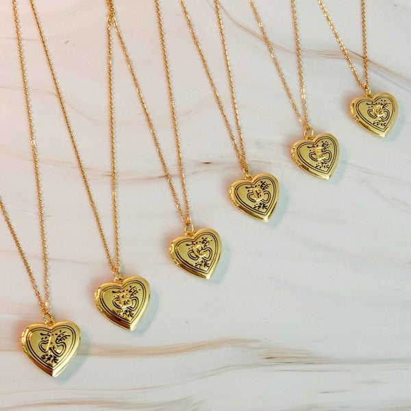 Nostalgic Heart Initial Open Locket Necklace 18K Gold Plated