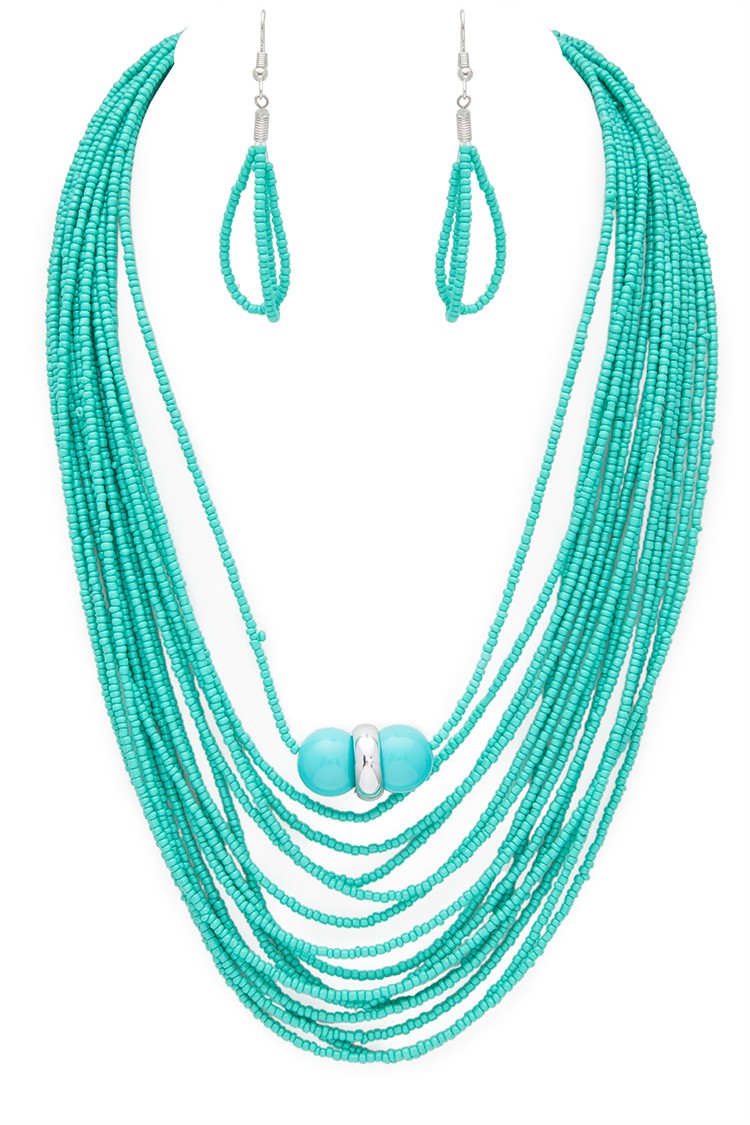 Colorful Multi Layered Seed Beads Boho Necklace Set LA Jewelry Plaza
