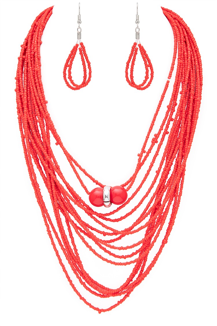 Colorful Multi Layered Seed Beads Boho Necklace Set LA Jewelry Plaza
