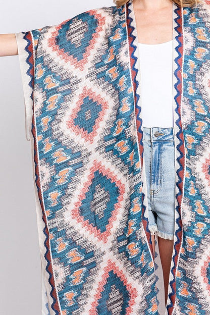 Aztec Printed Long Kimono Duster Artini Accessories