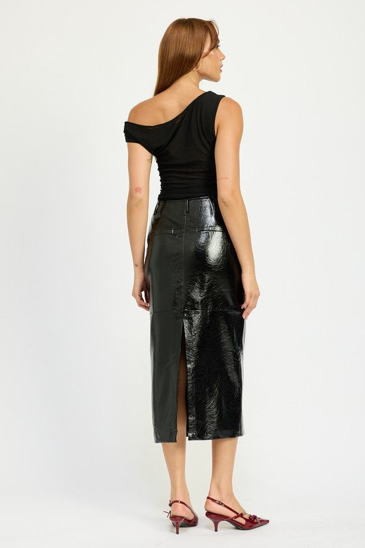 Faux Leather Fitted Pencil SKirt Emory Park