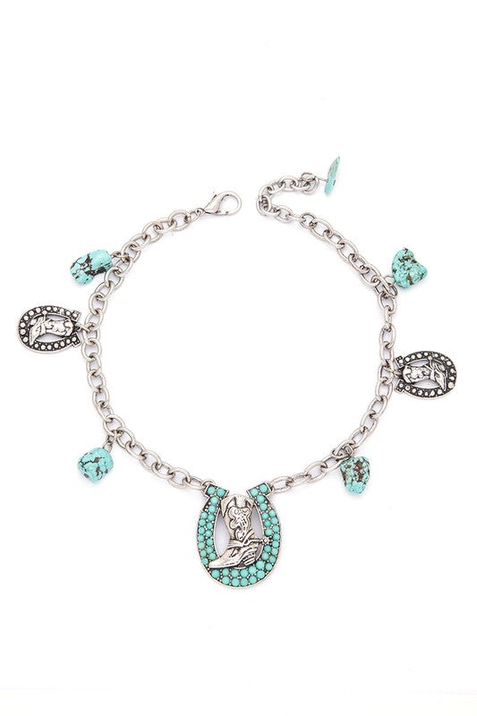 Cowboy Horse Shoe Boot Charm LA Jewelry Plaza