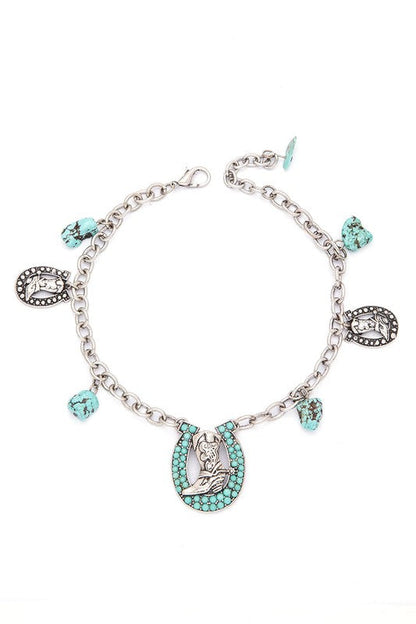 Cowboy Horse Shoe Boot Charm LA Jewelry Plaza