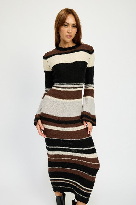 Striped Maxi Bodycon Knit Dress