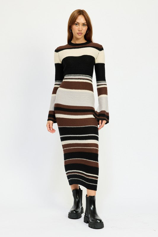 Striped Maxi Bodycon Knit Dress