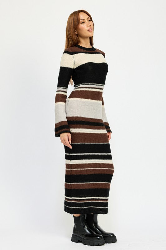 Striped Maxi Bodycon Knit Dress