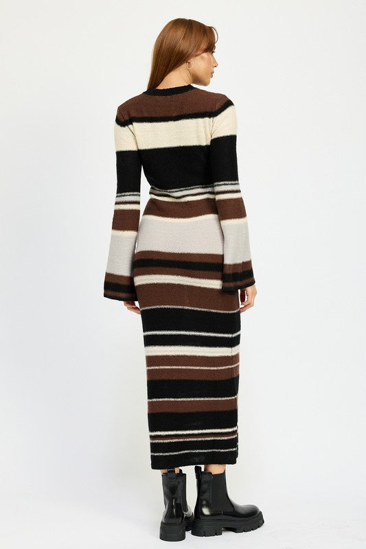 Striped Maxi Bodycon Knit Dress