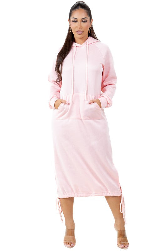 Casual Midi Hoodie Dress