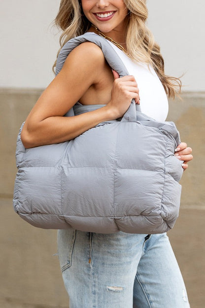 Daphne Top Zip Puffer Tote Aili's Corner